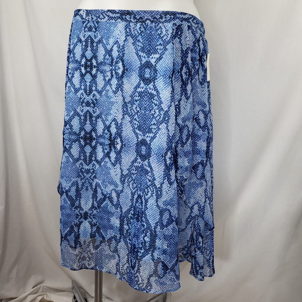 Jaclyn Smith SKIRT Womens Plus Size XXL Blue Snakeskin Design Chiffon Midi NWT - Picture 15 of 15
